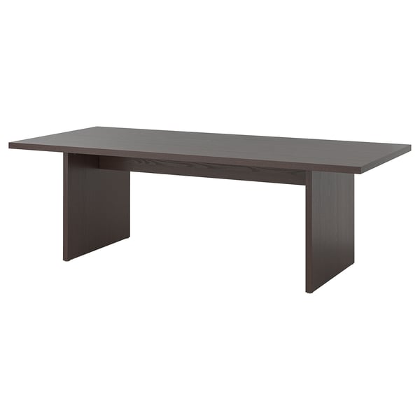 BERGSHYTTAN / TOSSBERG Table with 2 chairs and bench, dark brown ash veneer/Gunnared dark grey black, 240x93 cm
