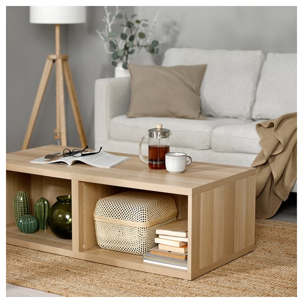 BESTÅ Coffee table, white stained oak effect, 120x56x38 cm