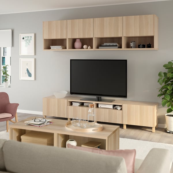 BESTÅ Coffee table, white stained oak effect, 120x56x38 cm