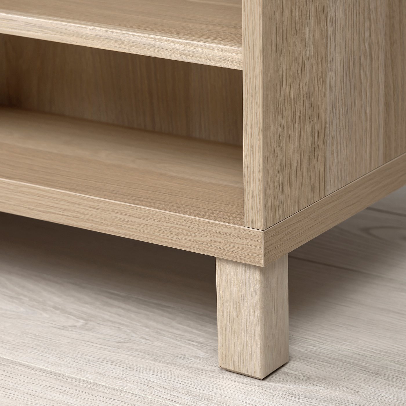 BESTÅ coffee table with doors, white stained oak effect/Lappviken