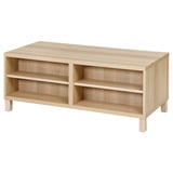 BESTÅ Coffee table with doors, white stained oak effect/Lappviken/Stubbarp white stained oak effect, 120x58 cm