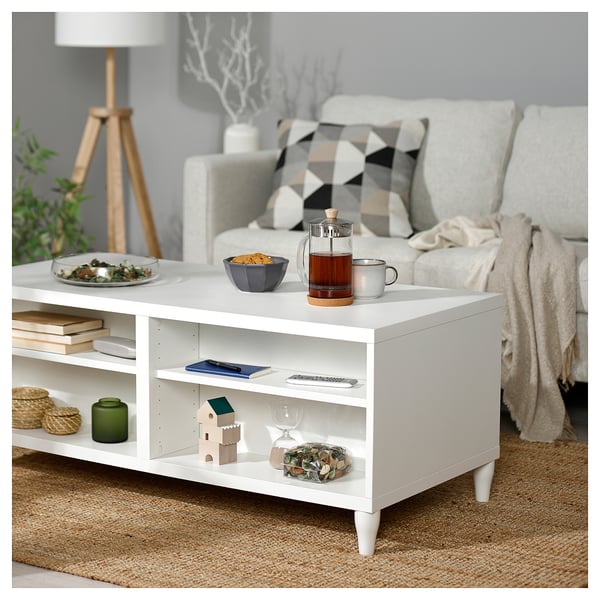 BESTÅ Coffee table with drawers, white/Hanviken/Kabbarp white, 120x58 cm