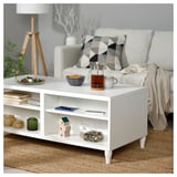 BESTÅ Coffee table with drawers, white/Hanviken/Kabbarp white, 120x58 cm
