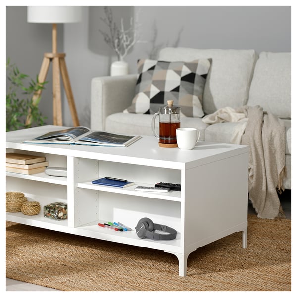 BESTÅ Coffee table with drawers, white Kallviken/light grey concrete effect, 120x58 cm