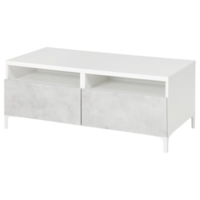 BESTÅ Coffee table with drawers, white Kallviken/light grey concrete effect, 120x58 cm