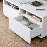 BESTÅ Coffee table with drawers, white/Selsviken/Ösarp high-gloss/white, 120x58 cm