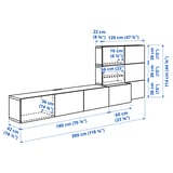 BESTÅ Media storage combination, black-brown Lappviken/Hedeviken oak, 300x42x114 cm