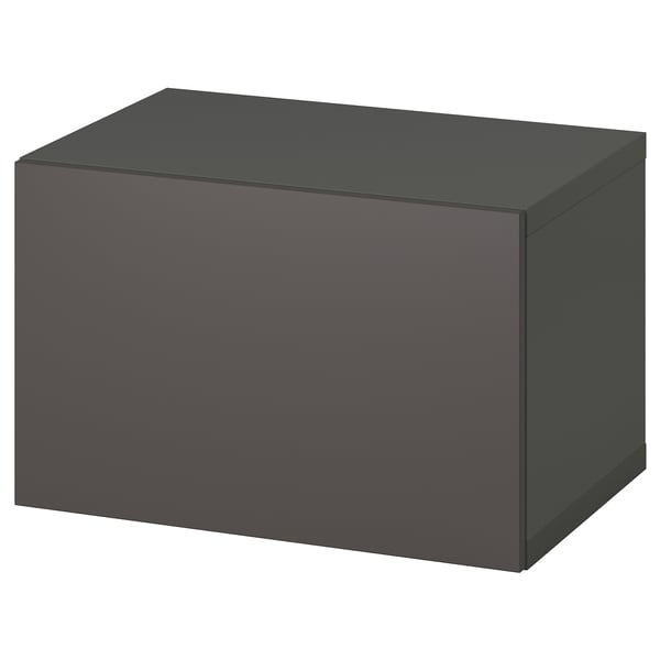 A dark grey, rectangular BESTÅ storage unit with a sleek, minimalist design and smooth surfaces.
