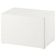A white BESTÅ storage unit. Its square-shaped with clean lines and a minimalist design, perfect for organising.