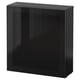 Black BESTÅ storage unit, square shape, glossy finish, modern design, glass door.