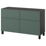 BESTÅ Storage combination w doors/drawers, black-brown/Krukmakare dark grey-green, 120x42x74 cm