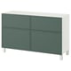 BESTÅ Storage combination w doors/drawers, Krukmakare dark grey-green/Stubbarp white, 120x42x74 cm