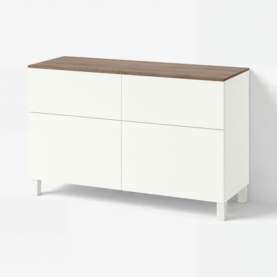 BESTÅ Storage combination w doors/drawers, white/Lappviken/Stubbarp white, 120x42x75 cm
