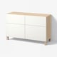 BESTÅ Storage combination w doors/drawers, white stained oak effect/Lappviken white, 120x42x74 cm