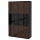BESTÅ Storage combination w glass doors, black-brown/Selsviken high-gloss/brown smoked glass, 120x42x193 cm