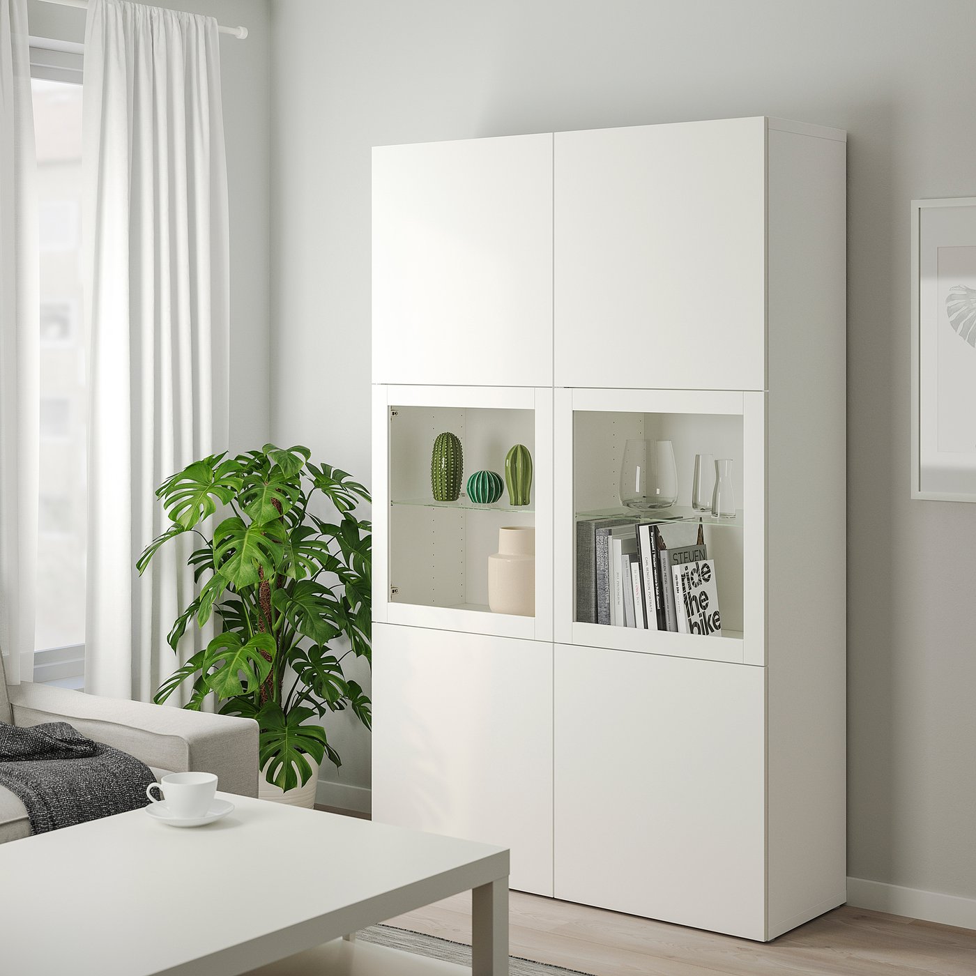 BESTÅ storage combination w glass doors, white Lappviken/Sindvik