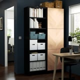 BESTÅ Storage combination with doors, black-brown/Hedeviken oak veneer, 120x42x202 cm