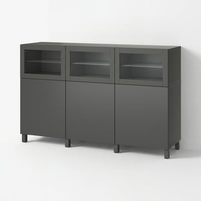 BESTÅ Storage combination with doors, dark grey Lappviken/Sindvik dark grey, 180x42x112 cm
