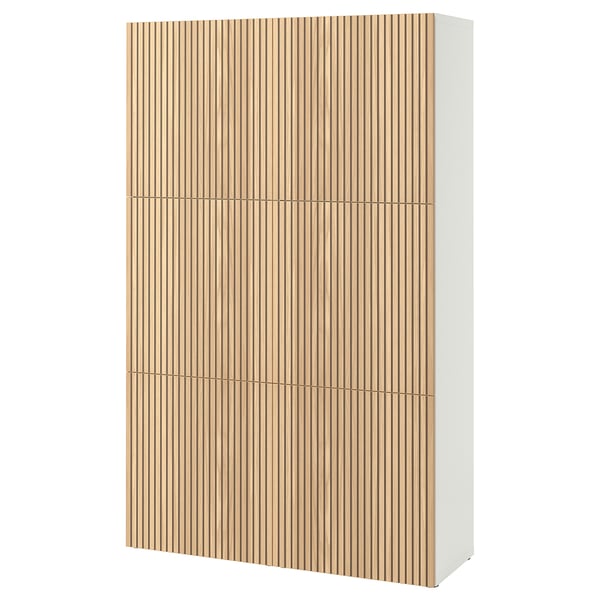 BESTÅ Storage combination with doors, white/Björköviken oak veneer, 120x42x193 cm