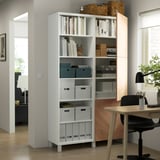 BESTÅ Storage combination with doors, white/Hedeviken oak veneer, 120x42x202 cm