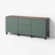 BESTÅ Storage combination with drawers, black-brown Krukmakare/dark grey-green walnut effect, 180x42x75 cm