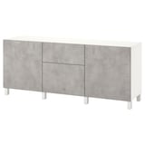 BESTÅ Storage combination with drawers, white Kallviken/light grey concrete effect, 180x42x74 cm