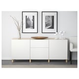BESTÅ Storage combination with drawers, white stained oak effect/Lappviken white, 180x42x74 cm