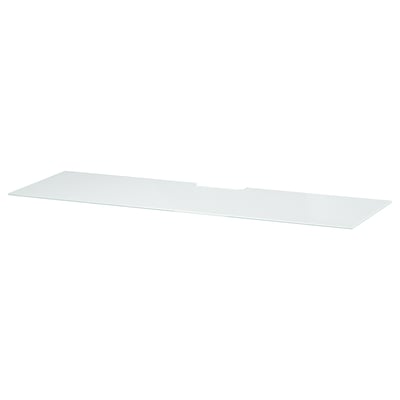BESTÅ Top panel for TV, glass white/light green, 120x40 cm