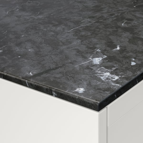 BESTÅ Top panel, marble effect/black, 180x42 cm