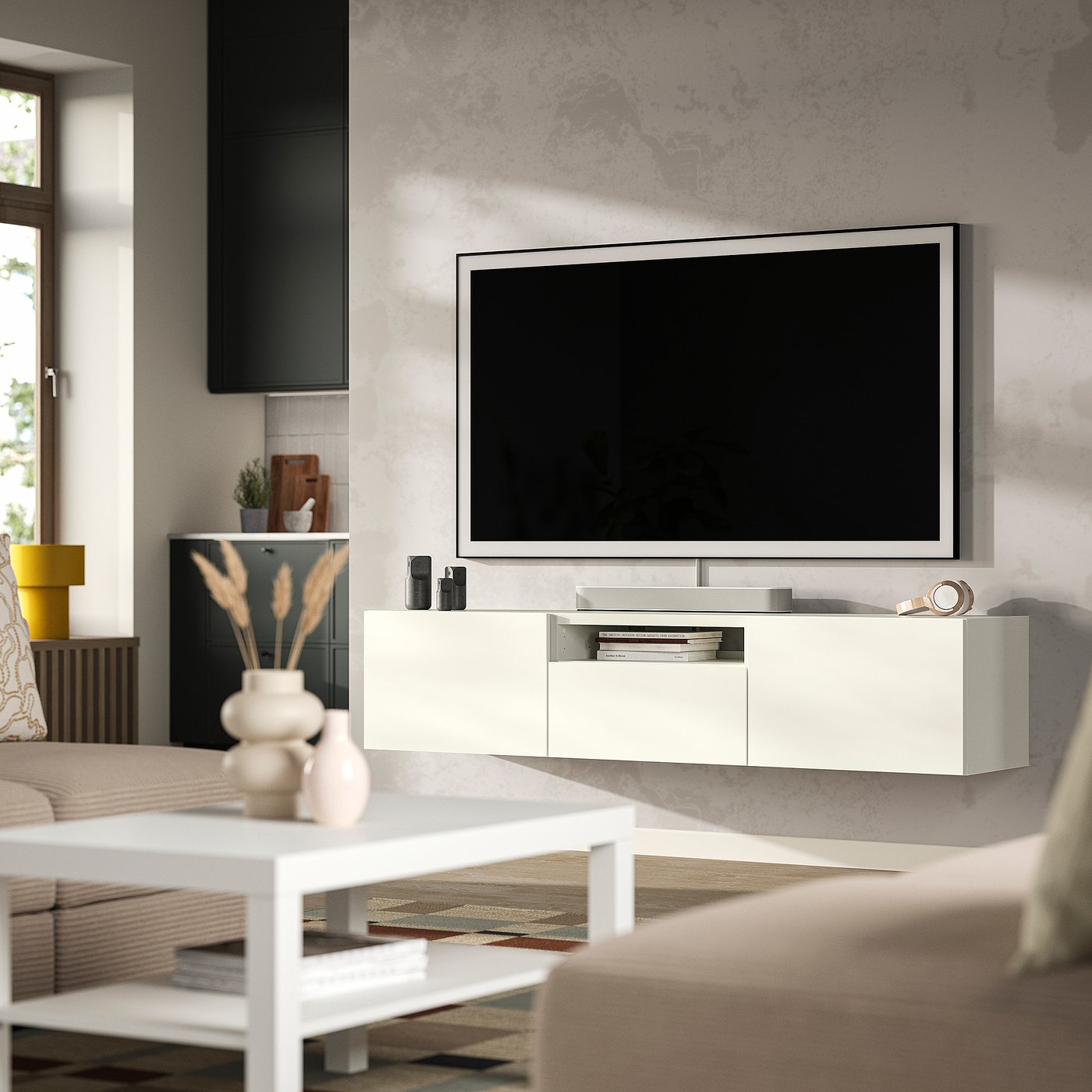 BESTÅ TV bench, white/Lappviken white, 180x42x39 cm - IKEA