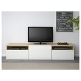 BESTÅ TV bench, white stained oak effect/Lappviken white, 180x42x39 cm