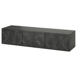 BESTÅ TV bench with doors, dark grey/Bergsviken black, 180x42x38 cm