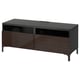 BESTÅ TV bench with drawers, black-brown/Selsviken/Nannarp high-gloss/brown, 120x42x48 cm