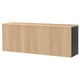 BESTÅ Wall-mounted cabinet combination, black-brown/Björköviken oak veneer, 180x42x66 cm