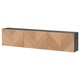 BESTÅ Wall-mounted cabinet combination, black-brown/Hedeviken oak veneer, 180x22x38 cm