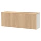 BESTÅ Wall-mounted cabinet combination, white/Björköviken oak veneer, 180x42x66 cm