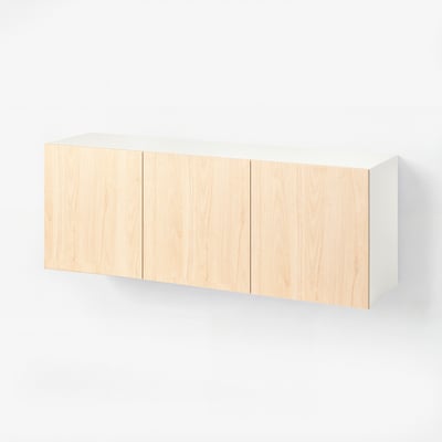 BESTÅ Wall-mounted cabinet combination, white/Fänrik ash, 180x42x64 cm