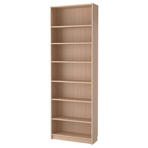 BILLY Bookcase with height extension unit white stained oak veneer IKEA