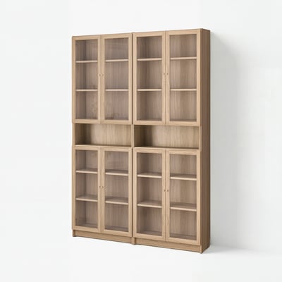 BILLY / OXBERG Bookcase comb with extension units, oak effect, 160x30x237 cm
