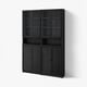 BILLY / OXBERG Bookcase w height extension ut/drs, black oak effect/clear glass, 160x30x237 cm