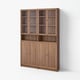 BILLY / OXBERG Bookcase w height extension ut/drs, brown walnut effect/clear glass, 160x30x237 cm