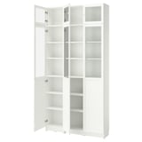 BILLY / OXBERG Bookcase, white/glass, 120x30x237 cm
