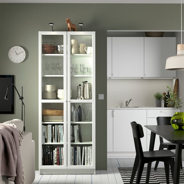 BILLY / OXBERG Bookcase, white, 80x30x202 cm