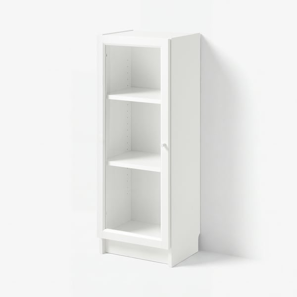 BILLY / OXBERG Bookcase with door, white/clear glass, 40x30x106 cm