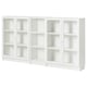 A white BILLY bookcase with glass doors, featuring adjustable shelves and a minimalist design.