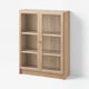 BILLY / OXBERG Bookcase with glass doors, oak effect, 80x30x106 cm