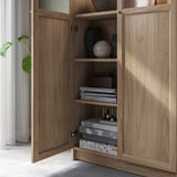 BILLY / OXBERG Bookcase with panel/glass doors, oak effect, 80x30x202 cm