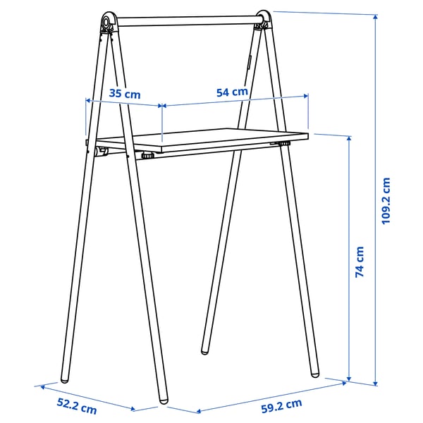 BJÖRKÅSEN Folding table, black, 59x35 cm