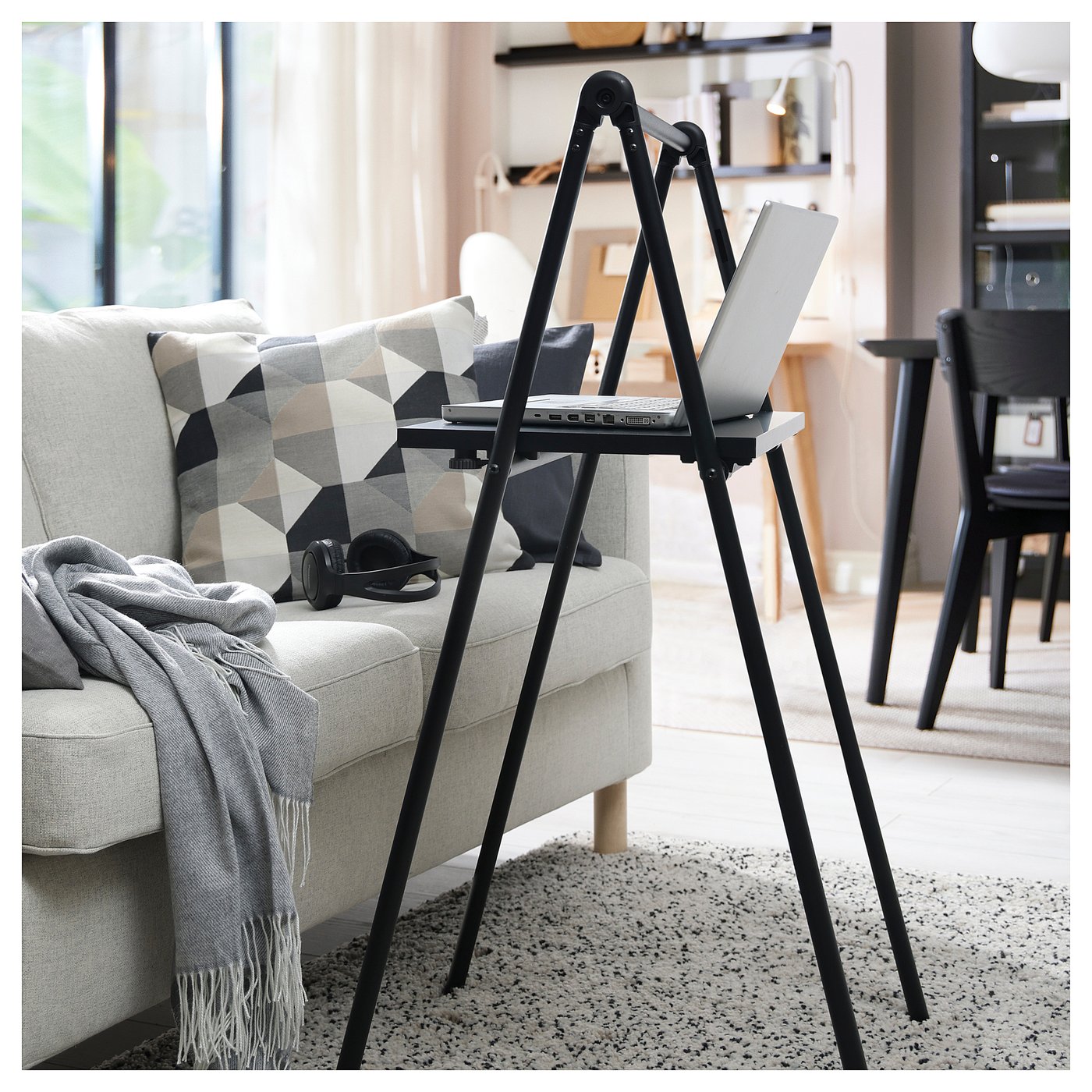 BJÖRKÅSEN folding table, black, 59x35 cm - IKEA