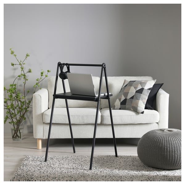 BJÖRKÅSEN Folding table, black, 59x35 cm